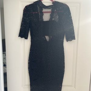 Black lace midi dress